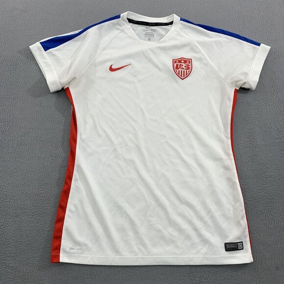 United States Soccer Shirt Womens Medium White Red Blue Nike Dri Fit Training - Picture 1 of 12